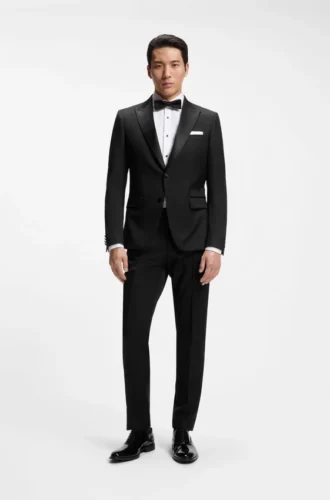 Slim-fit tuxedo jacket in virgin-wool serge