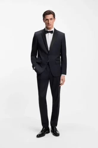 Slim-fit tuxedo jacket in virgin-wool serge