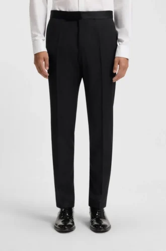Slim-fit tuxedo pants in virgin wool serge