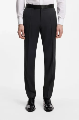 Slim-fit tuxedo pants in virgin wool serge
