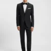 Slim-fit tuxedo pants in virgin wool serge