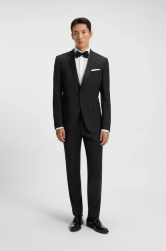 Slim-fit tuxedo pants in virgin wool serge
