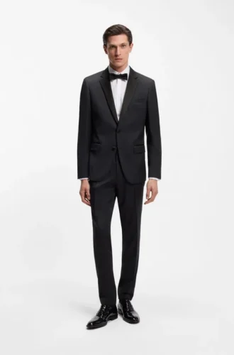 Slim-fit tuxedo pants in virgin wool serge
