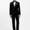 Slim-fit tuxedo trousers in cotton velvet