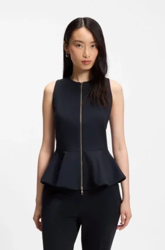 Slim-fit vest with peplum hem