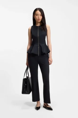 Slim-fit vest with peplum hem