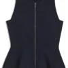 Slim-fit vest with peplum hem