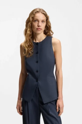 Slim-fit waistcoat in virgin wool
