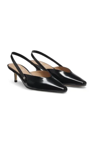 Slingback pumps in polished leather