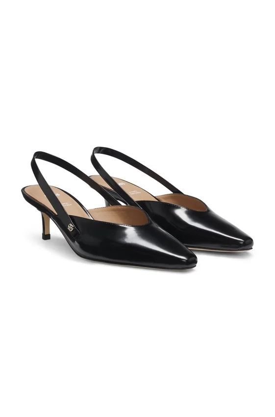 Slingback pumps in polished leather Slingback pumps in polished leather