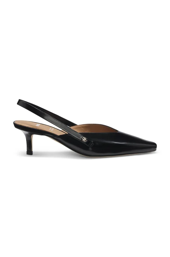 Slingback pumps in polished leather Slingback pumps in polished leather