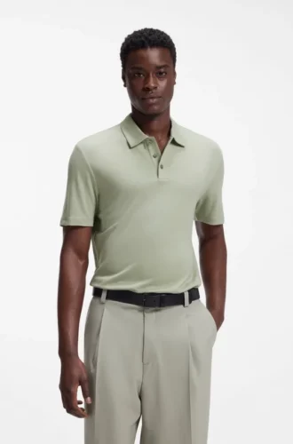 Slub-interlock polo shirt in a slim fit