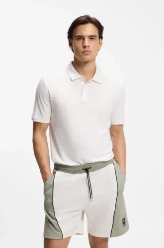 Slub-interlock polo shirt in a slim fit