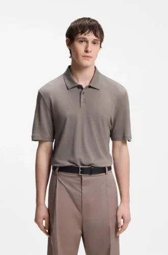 Slub-interlock polo shirt in a slim fit