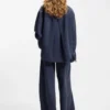Smoky-blue oversized-fit blouse in rigid denim