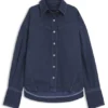 Smoky-blue oversized-fit blouse in rigid denim