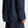 Smoky-blue oversized-fit blouse in rigid denim