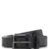 Smooth leather belt with engraved gunmetal buckle Smooth leather belt with engraved gunmetal buckle