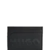 Split-logo card holder in matte leather