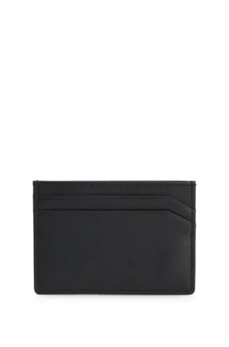 Split-logo card holder in matte leather