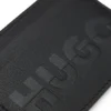 Split-logo card holder in matte leather