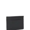 Split-logo card holder in matte leather