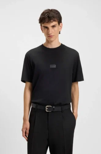 Split-logo T-shirt in cotton jersey