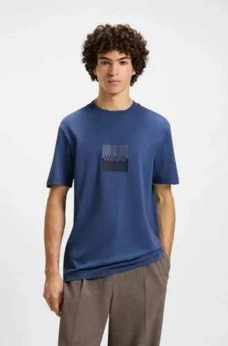 Split-logo T-shirt in cotton jersey