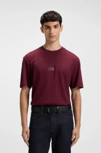 Split-logo T-shirt in cotton jersey