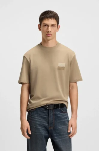 Split-logo T-shirt in cotton jersey