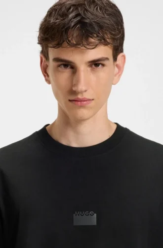 Split-logo T-shirt in cotton jersey
