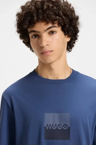 Split-logo T-shirt in cotton jersey