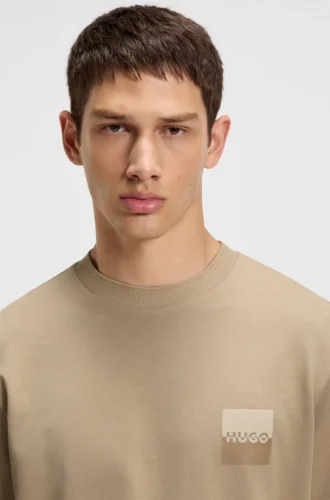 Split-logo T-shirt in cotton jersey