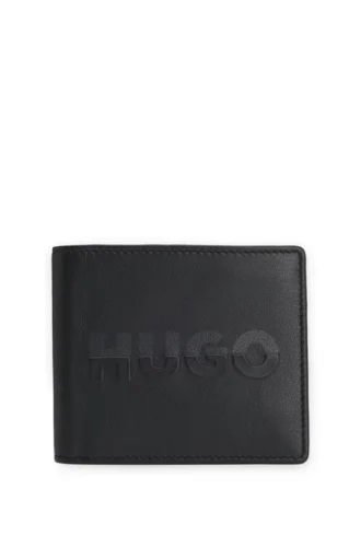 Split-logo wallet in matte leather