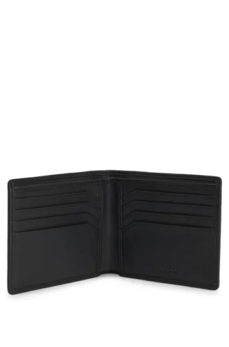 Split-logo wallet in matte leather