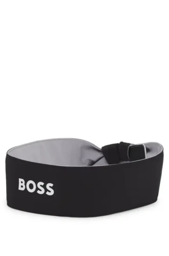 Sports headband in stretch twill with printed logo