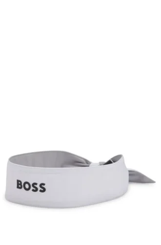 Sports headband in stretch twill with printed logo