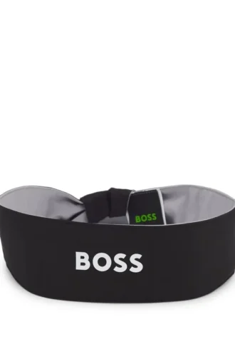 Sports headband in stretch twill with printed logo