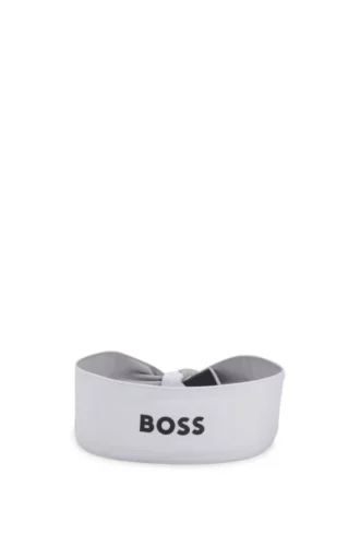 Sports headband in stretch twill with printed logo