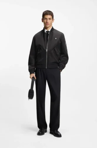 Stacked-logo bomber jacket with water-repellent finish