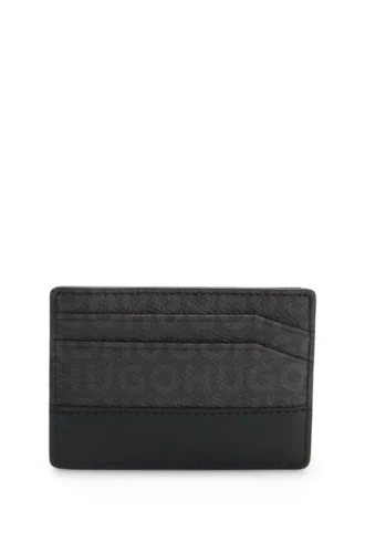 Stacked-logo card holder with monogram print