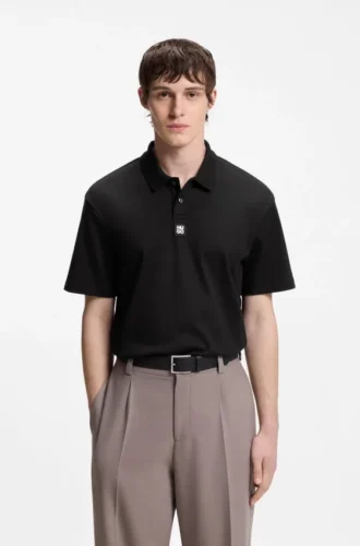 Stacked-logo polo shirt in interlock cotton