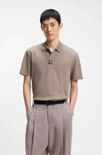 Stacked-logo polo shirt in interlock cotton