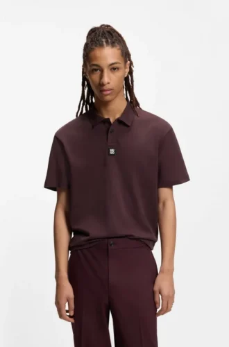 Stacked-logo polo shirt in interlock cotton