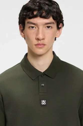 Stacked-logo polo shirt in interlock cotton