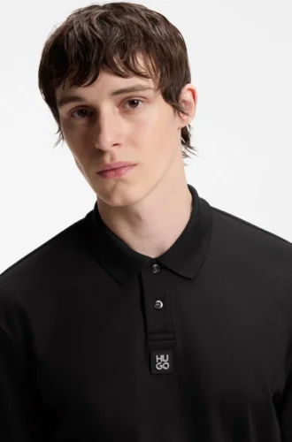 Stacked-logo polo shirt in interlock cotton