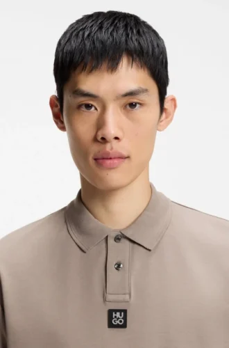 Stacked-logo polo shirt in interlock cotton