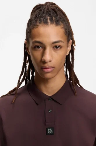 Stacked-logo polo shirt in interlock cotton