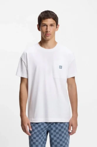 Stacked-logo pyjama T-shirt in stretch cotton