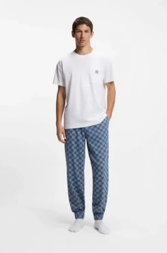 Stacked-logo pyjama T-shirt in stretch cotton